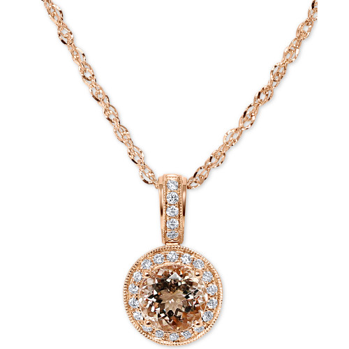 Morganite (2-1/2 ct. t.w.) & Diamond (1/3 ct. t.w.) 18" Pendant Necklace in 14k Rose Gold