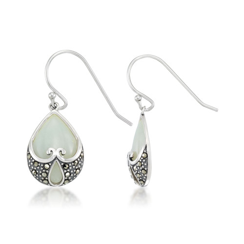 Jade Heart Shape Teardrop Dangle Earrings