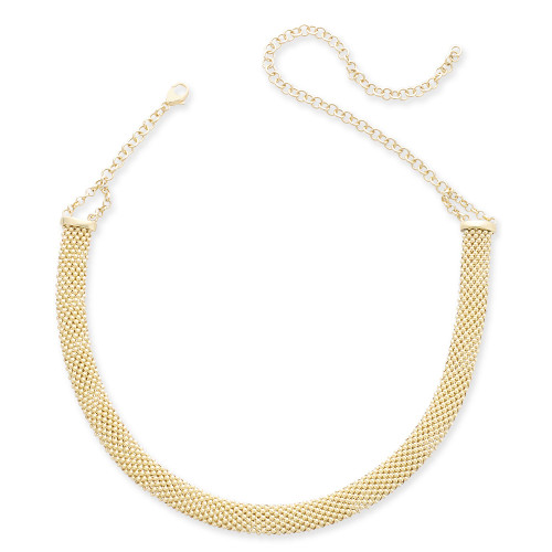 Popcorn Mesh Link Choker Necklace in 14k Gold-Plated Sterling Silver, 13" + 5" extender
