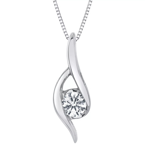 Diamond Swirl Solitaire Pendant Necklace (1/4 ct. t.w.) in 14K White Gold or 14K Yellow Gold