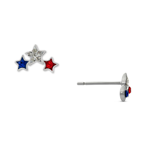 Multicolor Crystal Triple Star Stud Earrings in Sterling Silver, Created for Macy's