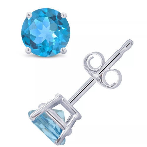 Swiss Blue Topaz (1-1/8 ct. t.w.) Stud Earrings in 14K White or Yellow Gold