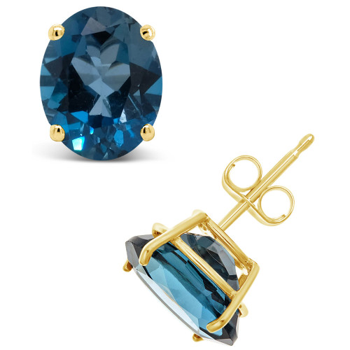 London Blue Topaz (6-3/8 ct. t.w.) Stud Earrings in 14K Yellow Gold