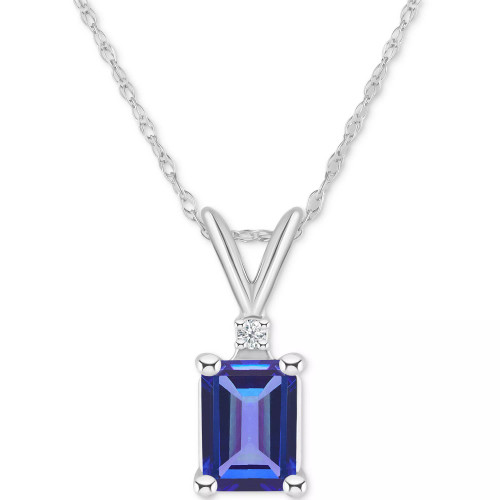 Tanzanite (1 ct. t.w.) & Diamond Accent 18" Pendant Necklace in 14k Gold or 14k White Gold
