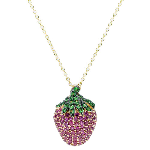 Ruby (1-7/8 ct. t.w.), Tsavorite (5/8 ct. t.w.) Pink Sapphire (1/3ct t.w.) Pendant 14K Gold