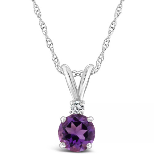 Amethyst (1/2 ct. t.w.) and Diamond Accent Pendant Necklace in 14K Yellow Gold or 14K White Gold