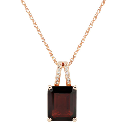 Garnet (3-3/4 ct. t.w.) & Diamond Accent 18" Pendant Necklace in 14k Rose Gold