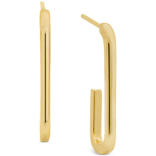 Polished Tube J Hoop Earrings in 18k Gold-Plated Sterling Silver, Created for Macy's