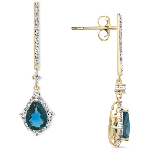 London Blue Topaz (1-3/4) & Diamond (1/4 ct. t.w.) Drop Earrings in 14k Gold