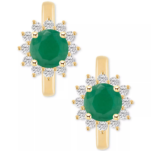 Sapphire (1-1/3 ct. t.w.) & Diamond (1/3 ct. t.w.) Hoop Earrings in 14k Gold (Also in Emerald & Ruby)