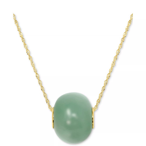 Jade Bead Pendant Necklace in 14k Gold, 16" + 2" extender (Also in Lapis Lazuli)