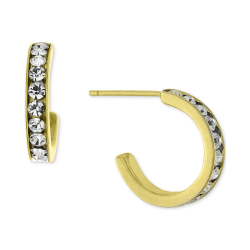 Crystal Small Hoop Earrings in 18k Gold-Plated Sterling Silver, 0.59", Created for Macy's