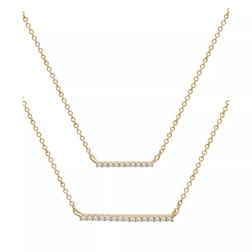 Diamond Double Bar Layered Necklace (1/6 ct. t.w.) in 10k White or Yellow Gold, 17" + 1" extender, Created for Macy's