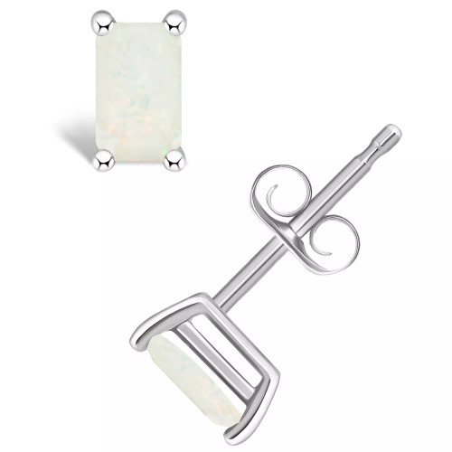 Opal (1/3 ct. t.w.) Stud Earrings in 14K White Gold or 14K White Gold