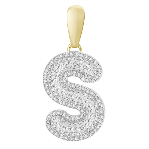 Diamond (3/8 ct.t.w.) Initial Pendant in 14k Yellow Gold