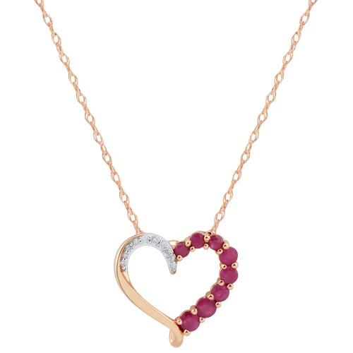 Sapphire (1/2 ct. t.w.) & Diamond Accent Heart 18" Pendant Necklace in 14k Gold (Also in Emerald & Ruby)