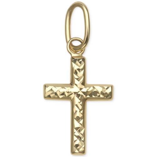Small Textured Cross Pendant in 14k Gold