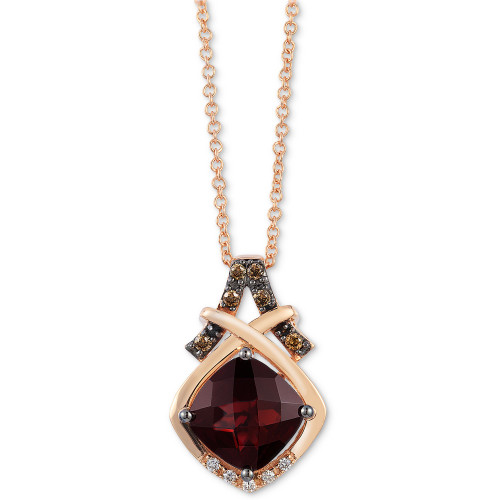 Raspberry Rhodolite (2-1/2 ct. t.w.) & Diamond (1/10 ct. t.w.) 18" Pendant Necklace in 14k Rose Gold