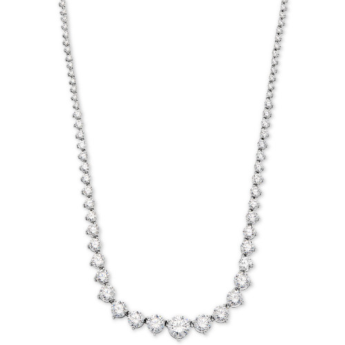 Cubic Zirconia Graduated 17" Necklace in Sterling Silver, Created for Macy's