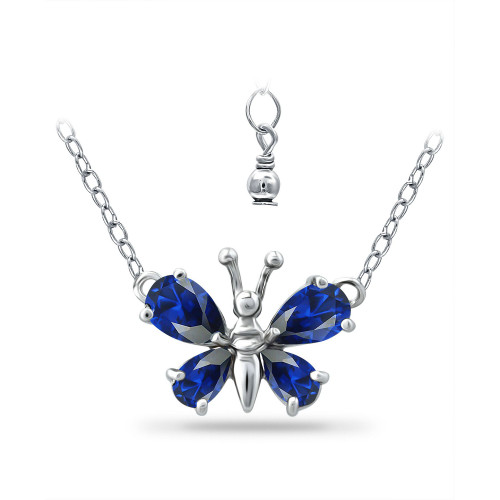 Simulated Blue Sapphire Butterfly Necklace