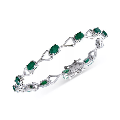 Ruby Heart Link Bracelet (6 ct. t.w.) in Sterling Silver (Also in Emerald, Tanzanite & Sapphire)