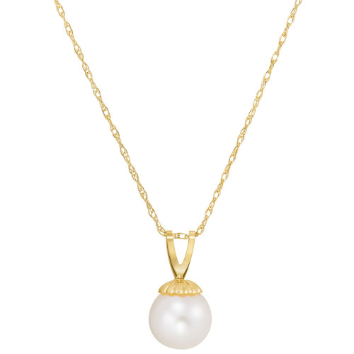 Cultured Freshwater Pearl (6-3/4mm) 18" Pendant Necklace in 14k Gold