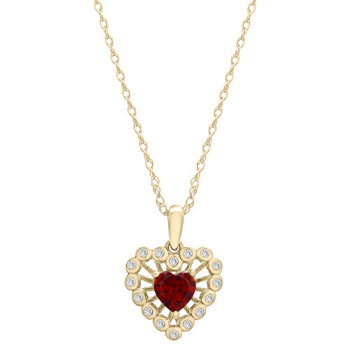 Garnet (1/2 ct. t.w.) & Diamond (1/10 ct. t.w.) 18" Pendant Necklace in 14k Gold