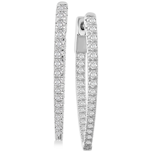Diamond In & Out Hoop Earrings (1 ct. t.w.) in 14k White Gold
