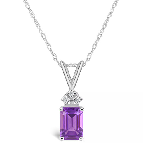 Amethyst (1 ct. t.w.) and Diamond Accent Pendant Necklace in 14K Yellow Gold or 14K White Gold
