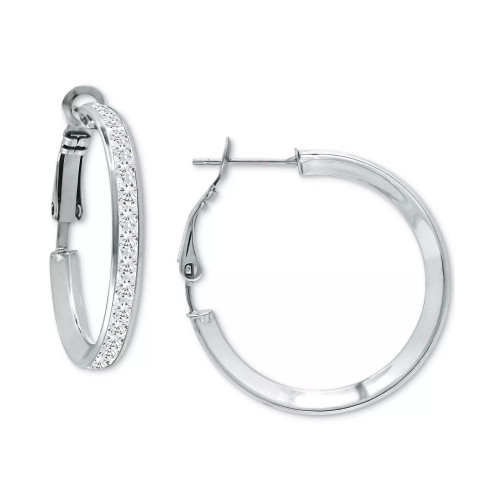 Cubic Zirconia Medium Hoop Earrings, 1", Created for Macy's