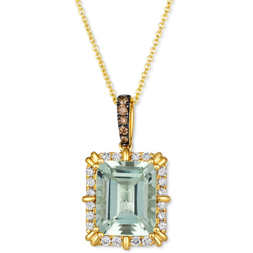 Mint Julep Quartz (3-3/4 ct. t.w.) & Diamond (1/3 ct. t.w.) Adjustable 20" Pendant Necklace in 14k Gold