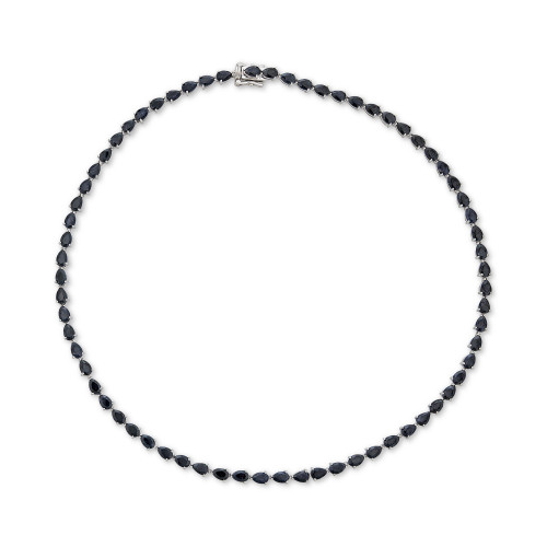 Black Sapphire All-Around 18" Statement Necklace (34 ct. t.w.) in Sterling Silver