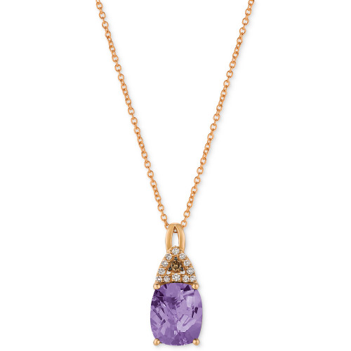 Chocolatier® Grape Amethyst (2-1/3 ct. t.w.) & Diamond (1/10 ct. tw.) Adjustable 20" Pendant Necklace in 14k Gold