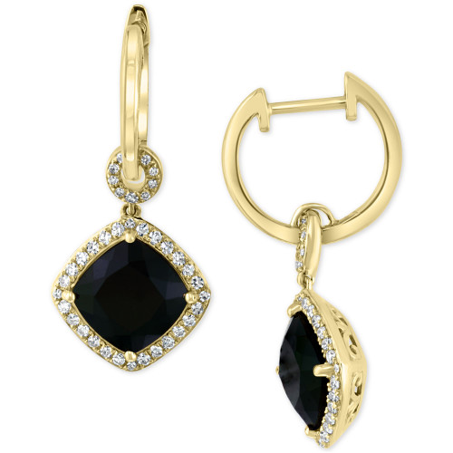 EFFY® Diamond (1/3 ct. t.w.) & Onyx (10mm) Drop Earrings In 14k Gold