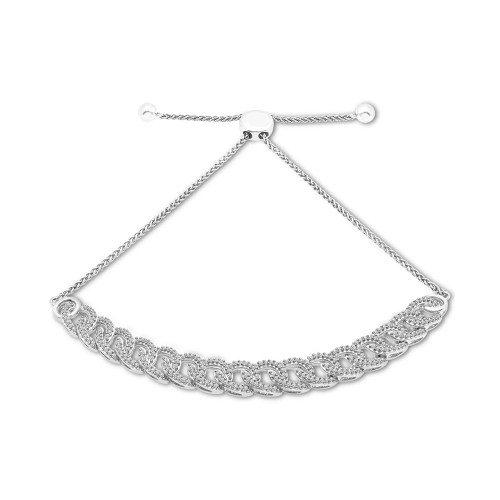 Diamond Large Link Bolo Bracelet (1/2 ct. t.w.) in Sterling Silver or 14k Gold-Plated Sterling Silver, Created for Macy's