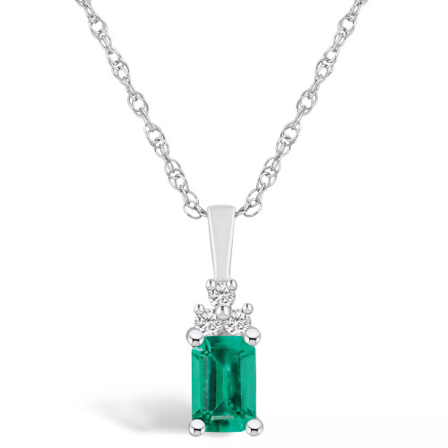 Emerald (1/2 Ct. t.w.) and Diamond Accent Pendant Necklace
