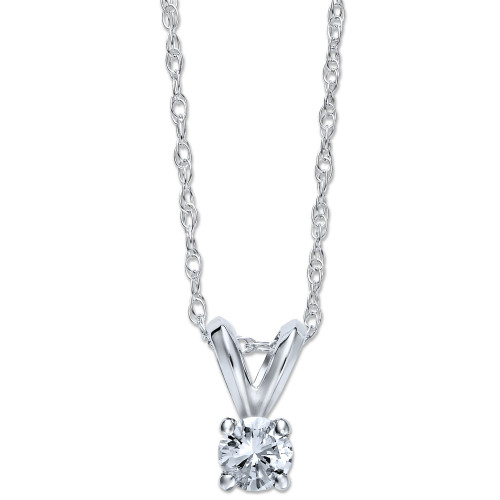Round-Cut Diamond Pendant Necklace in 10k White Gold (1/6 ct. t.w.)