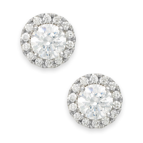 Diamond Round Halo Stud Earrings in 14k White Gold (1/3 ct. t.w.)