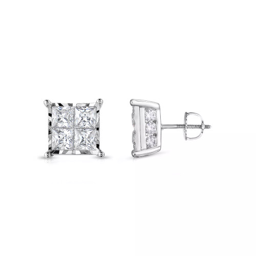 Diamond Princess Cluster Stud Earrings (1/2 ct. t.w.) in 14k White, Yellow or Rose Gold