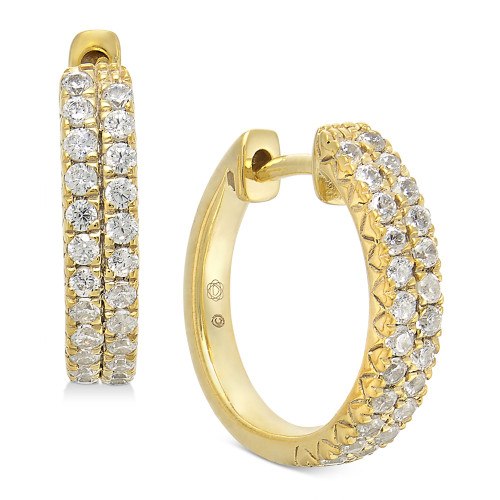 Diamond Small Hoop Earrings (1/2 ct. t.w.) in 14k Gold, 0.53"