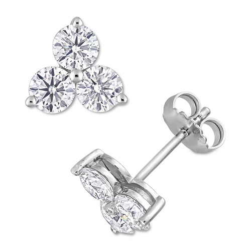 Lab-Created Moissanite Trillium Cluster Stud Earrings (2-1/6 ct. t.w.) in Sterling Silver