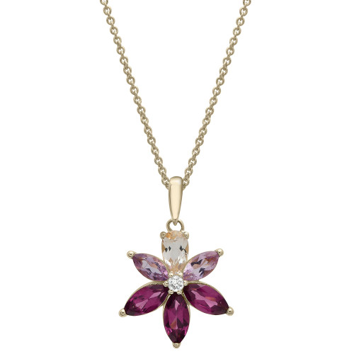 Multi-Gemstone Flower 17" Pendant Necklace (1-1/2 ct. t.w.) in 14k Gold