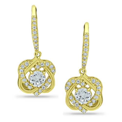 Cubic Zirconia Cluster Drop Earrings in 18k Gold-Plated Sterling Silver, Created for Macy's