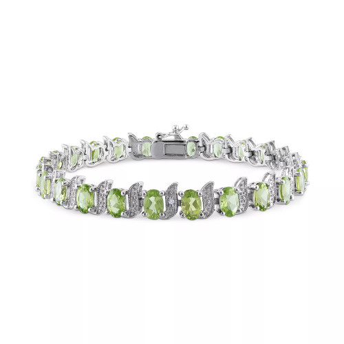 Peridot (11-1/4 ct. t.w.) & Diamond Accent S Link Bracelet in Sterling Silver (Also in Green Quartz, & Aquamarine)
