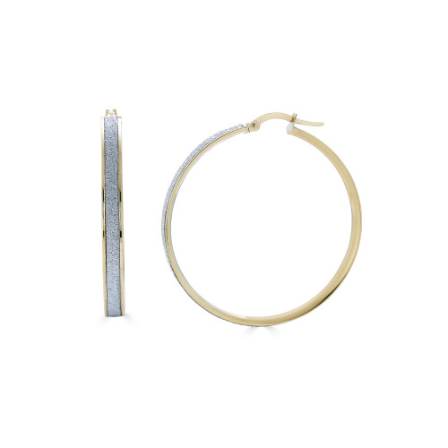 Glitter Hoop Earrings in 14k Yellow Gold 35mm