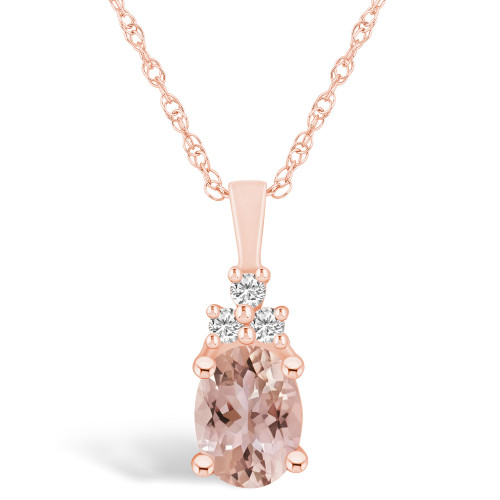Morganite (1-1/7 Ct. T.W.) and Diamond (1/10 Ct. T.W.) Pendant Necklace in 14K Rose Gold