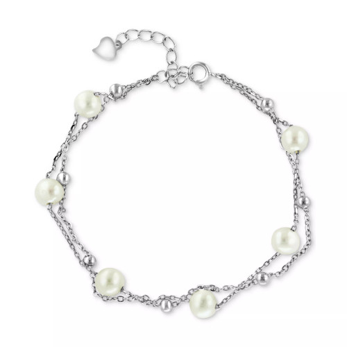 EFFY® Cultured Freshwater Pearl (7mm) Layered Bracelet in Sterling Silver (Also available in Gold-Plated Sterling Silver)