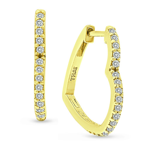 Cubic Zirconia Small Heart Hoop Earrings in 18k Gold-Plated Sterling Silver, Created for Macy's