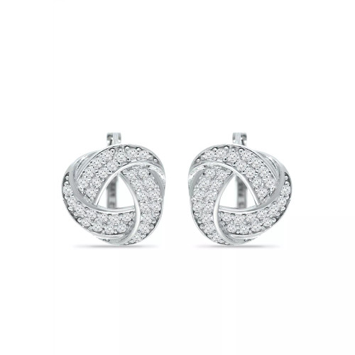 Cubic Zirconia Love Knot Huggie Hoop Earrings, Sterling Silver or 18K Gold over Silver