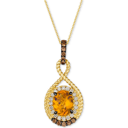 Cinnamon Citrine (2-3/8 ct. t.w.) & Diamond (5/8 ct. t.w.) Pendant Necklace in 14k Gold, 18" + 2" extender